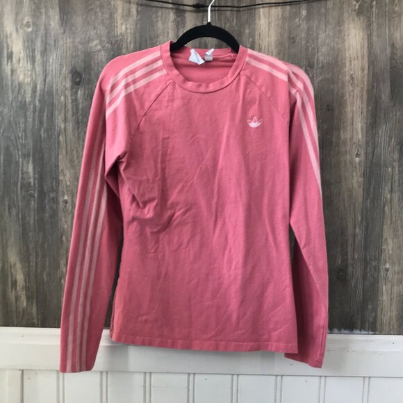 Adidas pink stretch cotton long sleeve t-shirt size L - Picture 1 of 4